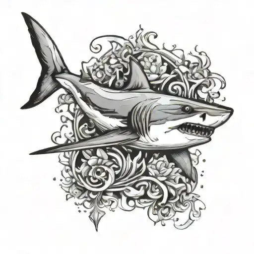 Shark With Shaded Fins Top View
