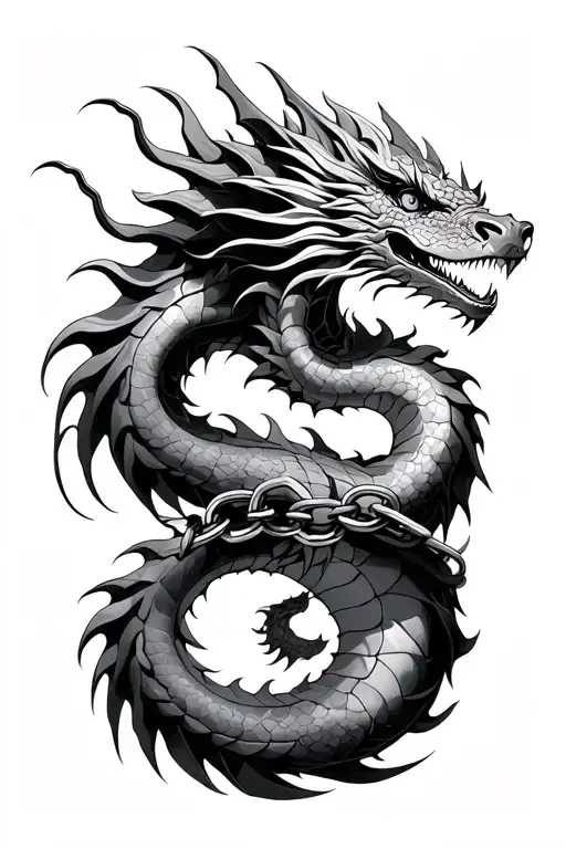 Dragon Free From Chains Symbolizing Growth
