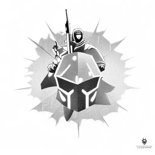 An Intricate Black And Grey Design Featuring Iconic Weapons And Items From Fortnite