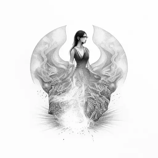 Woman Walking Through Fire