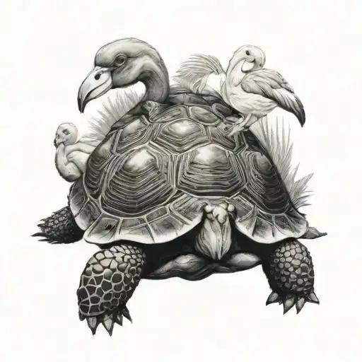 Tortoise And Flamingo