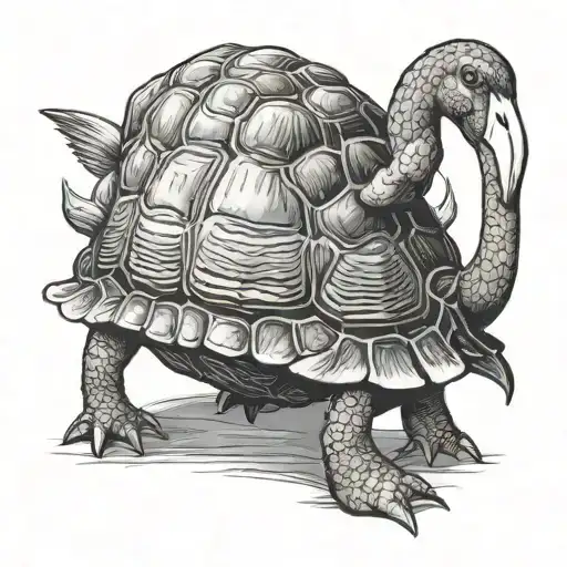 Tortoise And Flamingo Standing