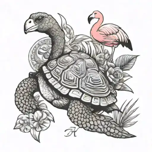 Tortoise And Flamingo