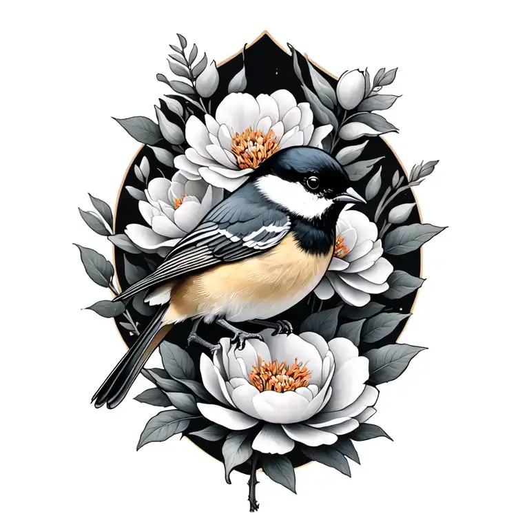 Chickadee With Peonies Flower With Lyrics