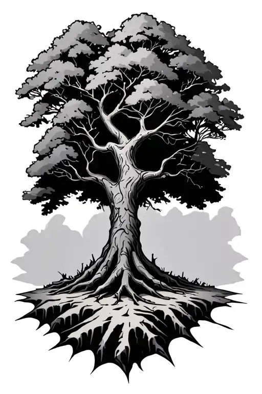 Tree Growing From Broken Ground