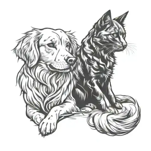 Black Cat Gf And Golden Retriever Bf