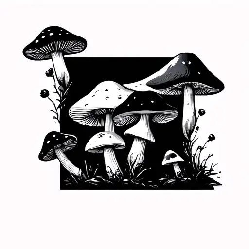 Minimalist Mushroom Anaglifo Psychedelic