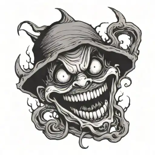 Creepy Smile With Open Wide Psycho Eyes