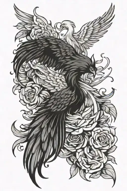 Phoenix And Rose Intertwined