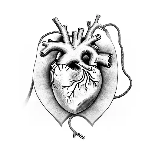 A Detailed Anatomical Heart With Sailing Ropes Intertwined And A Physiotherapy Symbol Incorporated