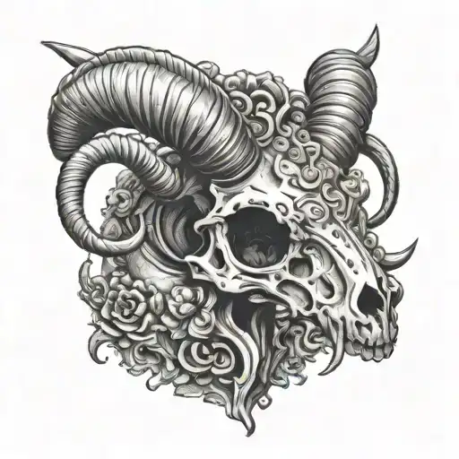 Arroyo Red Metal Sheep Skull With Big Horn