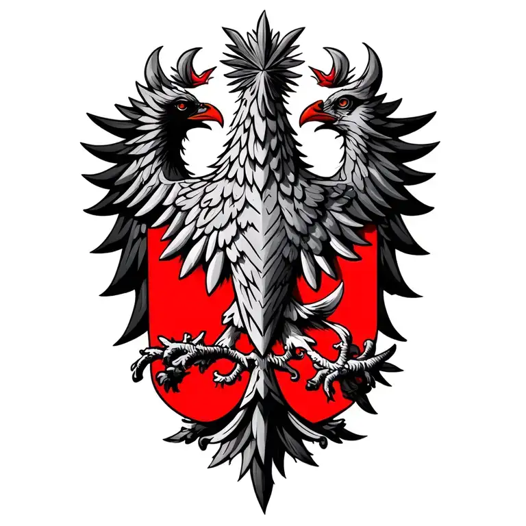 Albanian Double Headed Eagle Crest Red Background Black