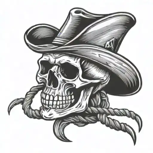 Cowboy Skull Outlines In Rope