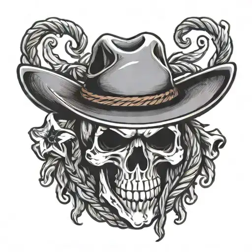 Cowboy Skull Outlines In Rope Traditional