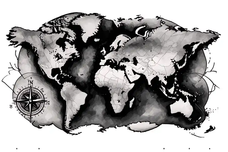 World Map And Compass