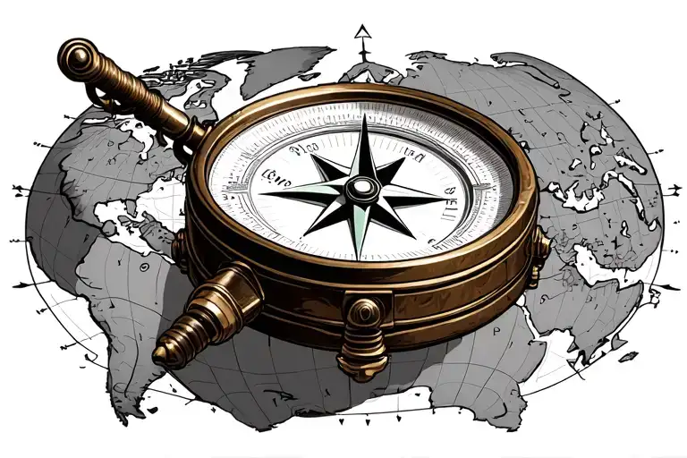 Compass Surrounded By Map