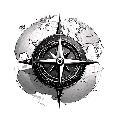 Compass Surrounded By Map
