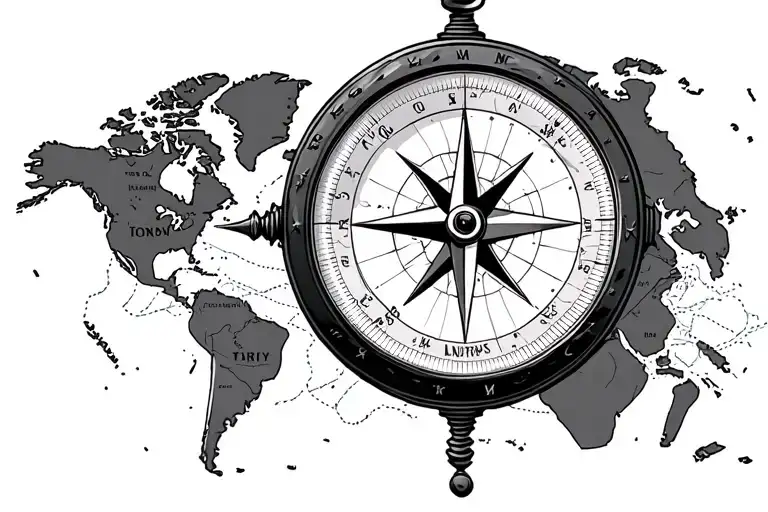 Compass Surrounded By Map