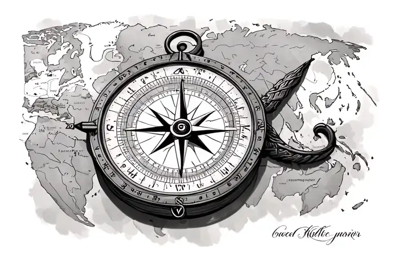 Compass Surrounded By Map
