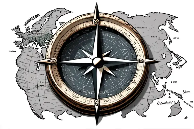 Compass Surrounded By Map
