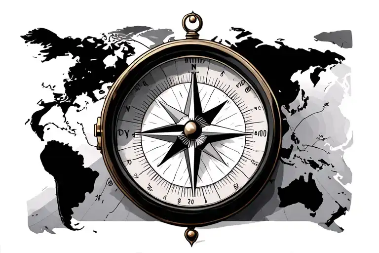 Compass Surrounded By Map