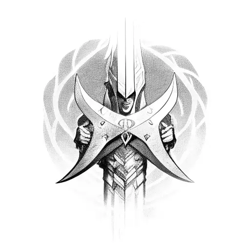 Medevil Arc Angle With Sord Protecting The Names Of Two Children - To Be On Full Shoulder