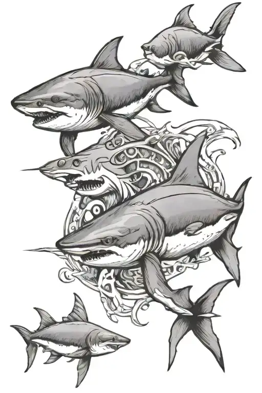 Cancer Zodiac Sign And Sharks Side By Side