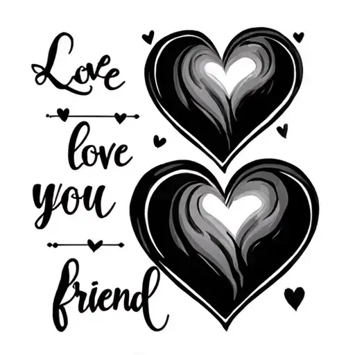 Love You Friend Tattoo With Hearts Honoring Friend Who Passed Away