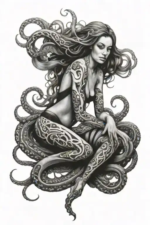 Lady With Octopus Legs Laying On Her Side
