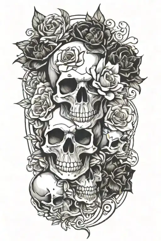 Skulls And Flower