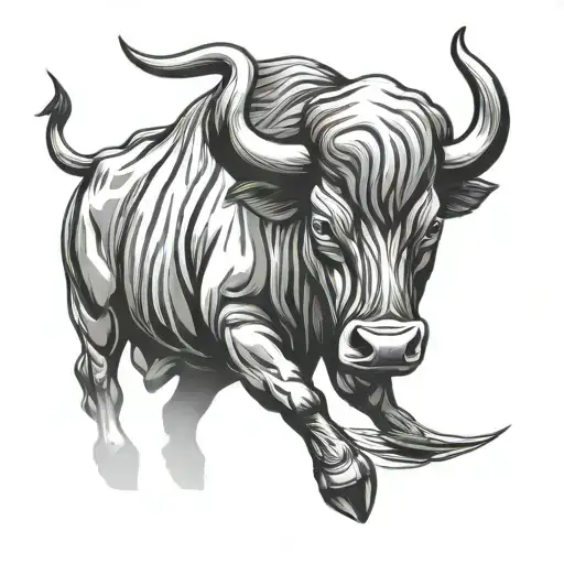 Western Bull With Lines