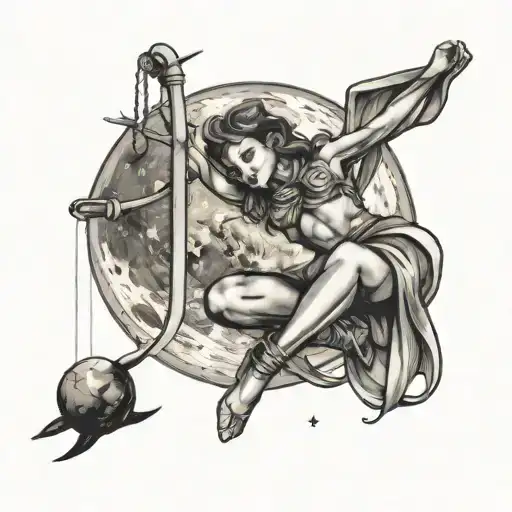 Aerial Dance Girl Hanging From The Moon