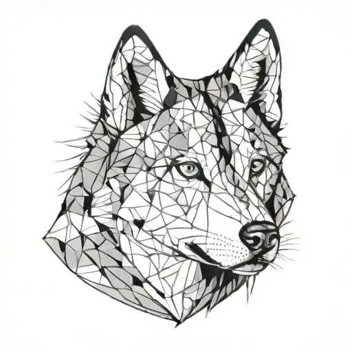 Husky With Half Face Made From Lines Geometrical Desing