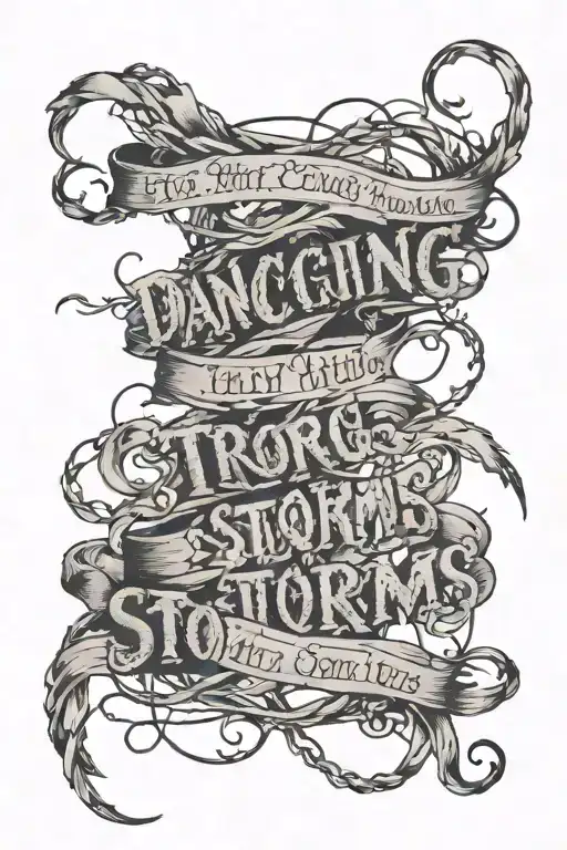 The Quote Dancing Through My Storms In Cursive With Barbed Wire Wrapped