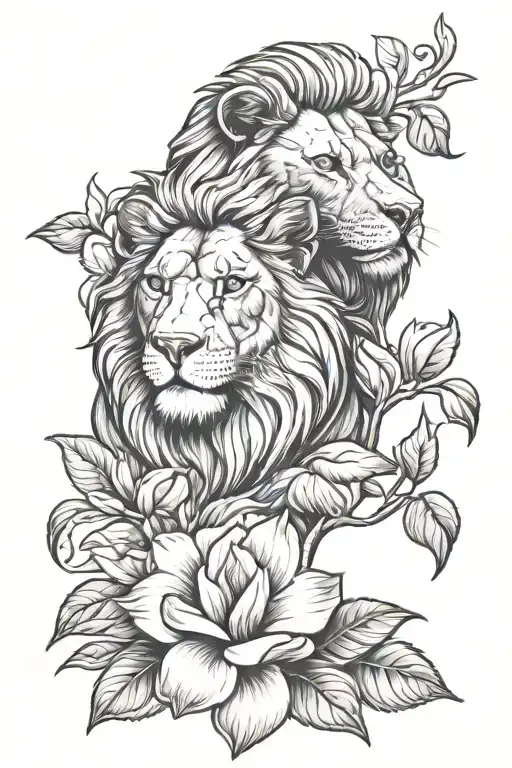 Half Magnolia Half Lion Portrait
