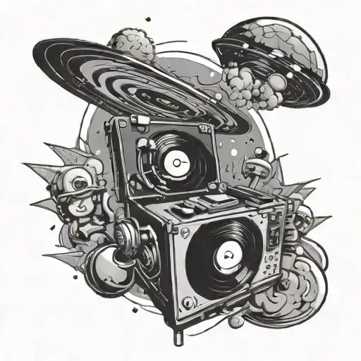 Cartoon With A Vinyl In Space