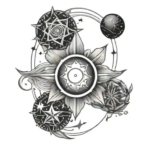 Love Tattoo With Stars And Celestial Themes