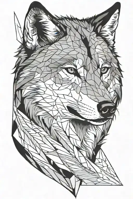 Wolf Face Half Realistic Half Geometric