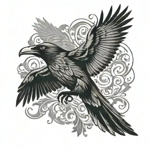 Nordic Raven Flying