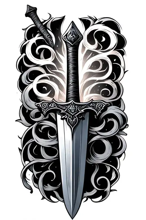 Sword With Writing Going