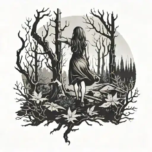 Girl In The Woods Sacrifice Dark Silhouette Standing
