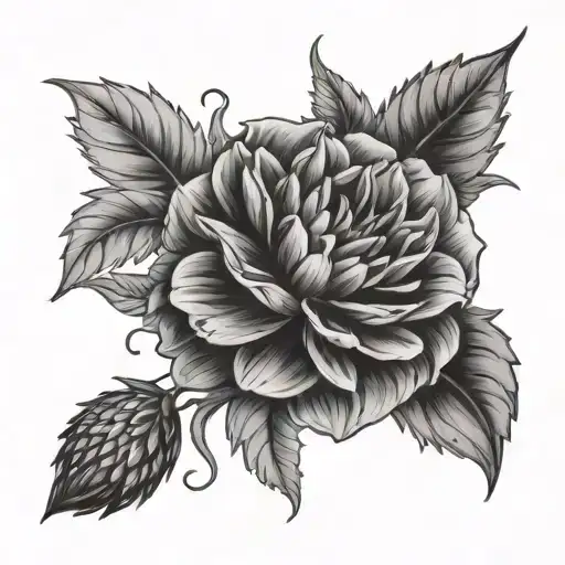 Rose And A Dahlia With Stems Forming An X