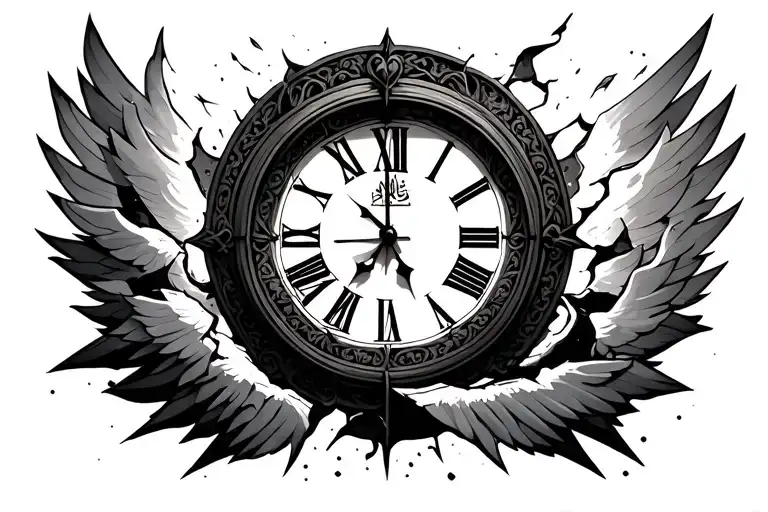 Arabic Broken Clock With Heaven Gates