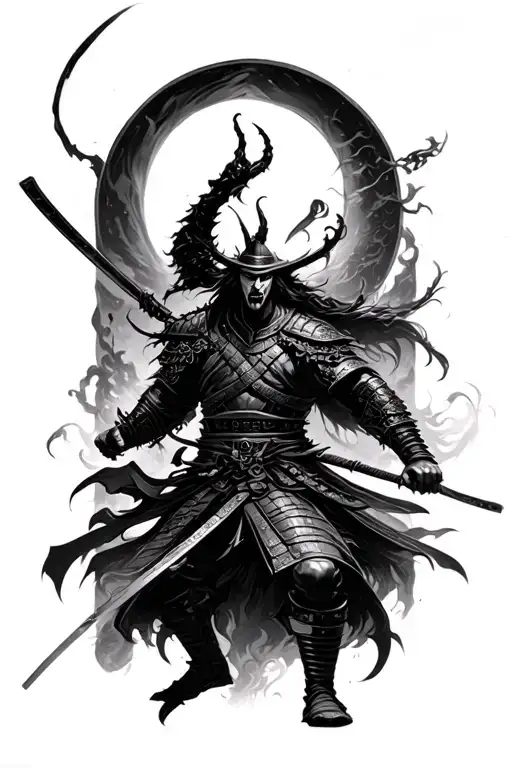 Samurai Warrior Fighting Vampires Scene