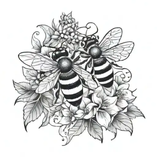 Bees Flowers Vine Wrapping