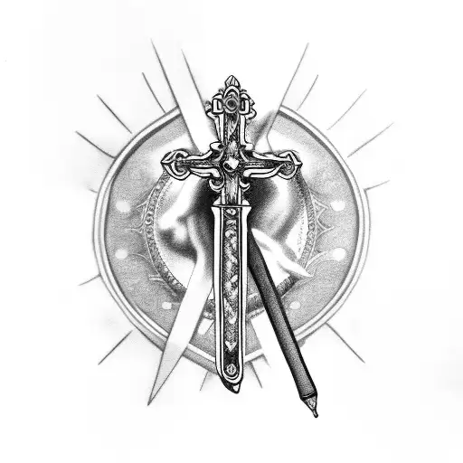 Dagger With A Rosary And Baby Angles