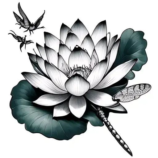 Lotus And Dragonfly