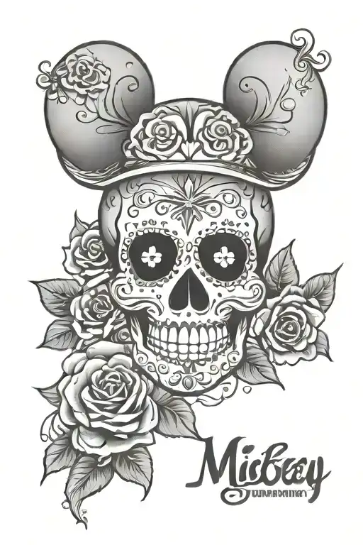 Sugar Skull And Mickey Mouse
