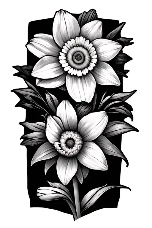 Daffodil And Daisy Flowers Wrapped