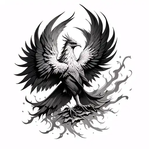 A Phoenix That Is Half Bright And Alive And Half Turns To Ashes